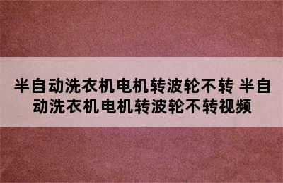 半自动洗衣机电机转波轮不转 半自动洗衣机电机转波轮不转视频